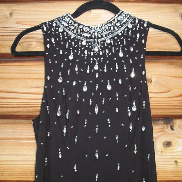 MAC DUGGAL 2260 Black High Neck Sleeveless Beaded Jersey Fitted Gown - Picture 7 of 12